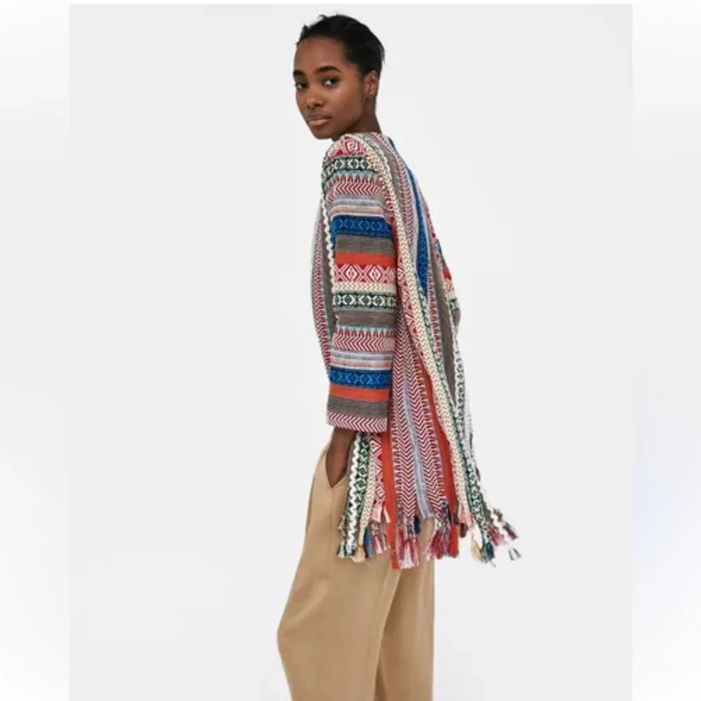 Zara Embroidered Jacquard Coat Jacket Festival - Picture 3 of 16